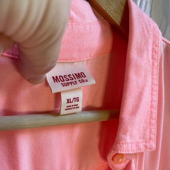 Mossimo Sleeveless Top Neon Pink Salmon Collared Button Down, XL - Picture 3 of 7